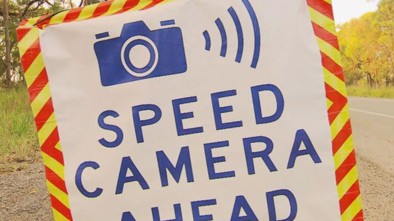 Beau Jackson’s sign to alert drivers of an upcoming speed camera. Picture: A Current Affair