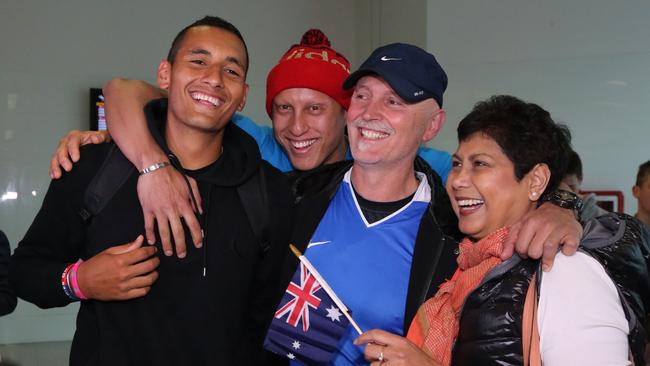 Nick Kyrgios with his brother Christos, Dad George and Mum Nill.