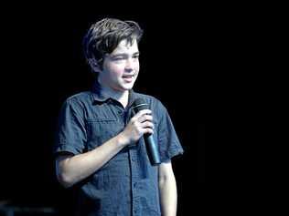 Double lung transplant recipient, Coen Ashton, when he ventured into public speaking. Riverside Christian College students were the first school to hear Coen sharing his life experiences. Photo: Valerie Horton / Fraser Coast Chronicle. Picture: Valerie Horton