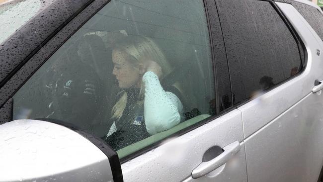 Jessica Whelan was rushed to a waiting car to avoid questions from the travelling media at Agfest on Thursday. Picture: GARY RAMAGE