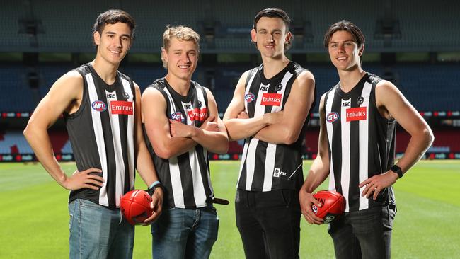 Reef McInnes, Finlay Macrae, Liam McMahon and Oliver Henry have joined the Magpies. Picture: Alex Coppel