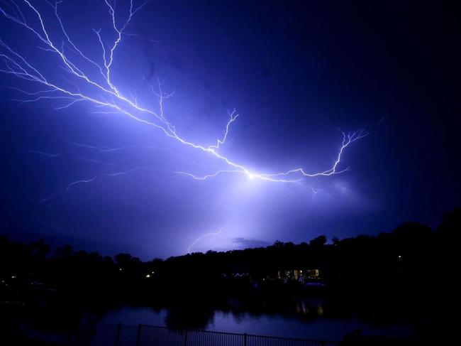 Lightning at Currumbin Waters on the Gold Coast. Picture: Marcus Hargreaves