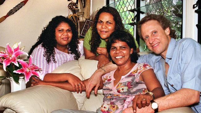 Marion Scrymgour with daughters Helen and Cherise Daiyi, and Ms Scrymgour’s husband David Dalrymple in 2003 when she was first elected to NT Parliament. Picture: Peter Bennett