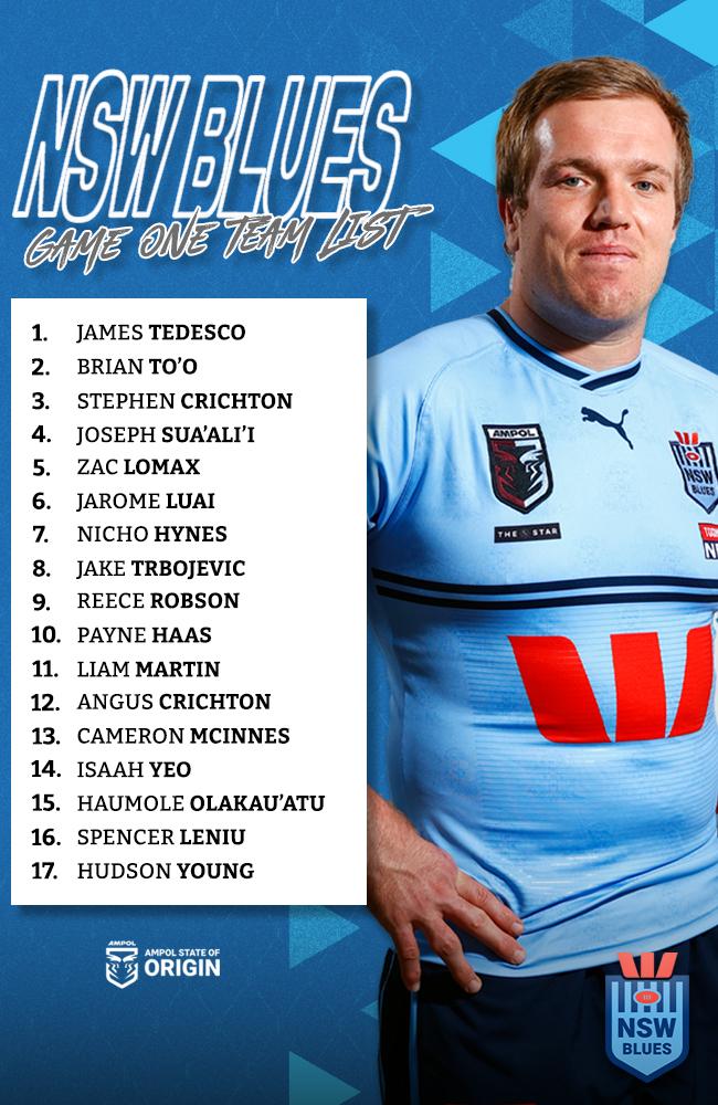 NSW Blues Game 1 team.