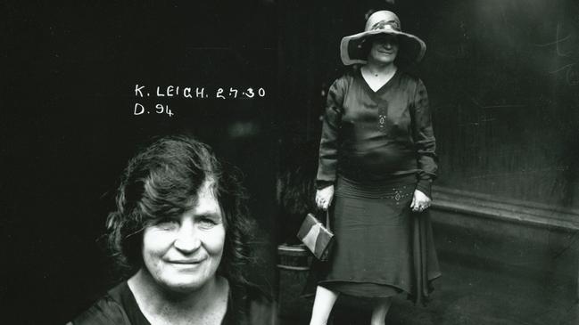 Kate Leigh in Special Photograph number D94, July 2, 1930, probably taken at Central Police Station, Sydney. Leigh was a sly grogger, fence and drug dealer and one of Sydney's best known female criminals during the Razor gang era .