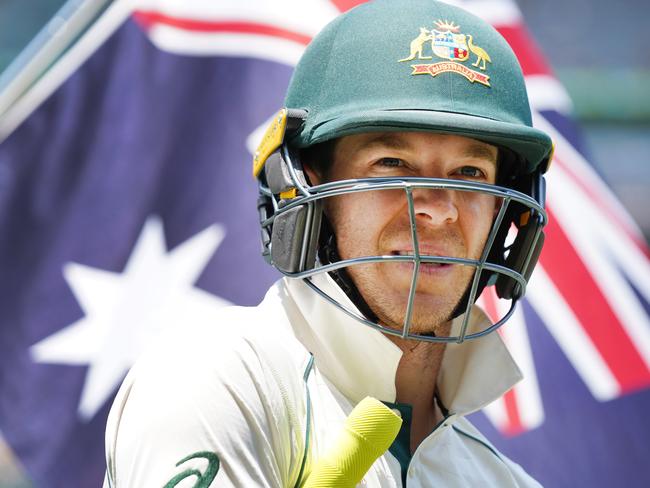 Tim Paine of Australia focuses before batting on day 2 of the Boxing Day Test match between Australia and New Zealand at the MCG in Melbourne, Friday, December 27, 2019. (AAP Image/Michael Dodge) NO ARCHIVING, EDITORIAL USE ONLY, IMAGES TO BE USED FOR NEWS REPORTING PURPOSES ONLY, NO COMMERCIAL USE WHATSOEVER, NO USE IN BOOKS WITHOUT PRIOR WRITTEN CONSENT FROM AAP