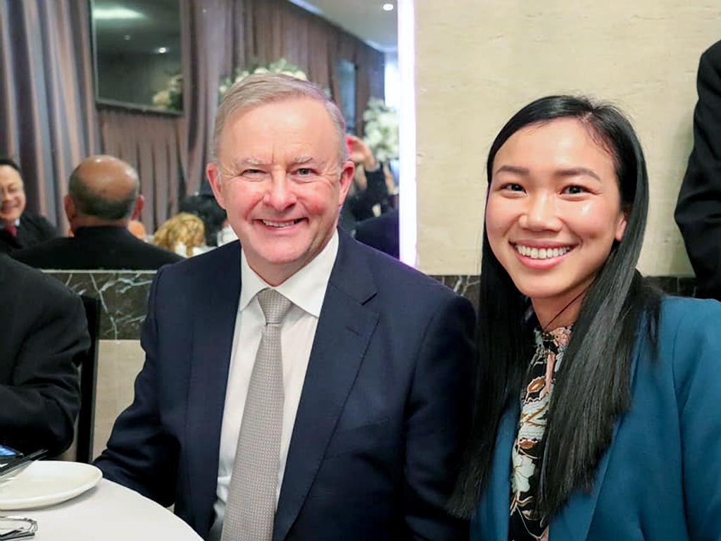 Labor leader Anthony Albanese with western Sydney lawyer Tu Le, who has been endorsed by outgoing Fowler MP Chris Hayes to run in the seat. Picture: Facebook.