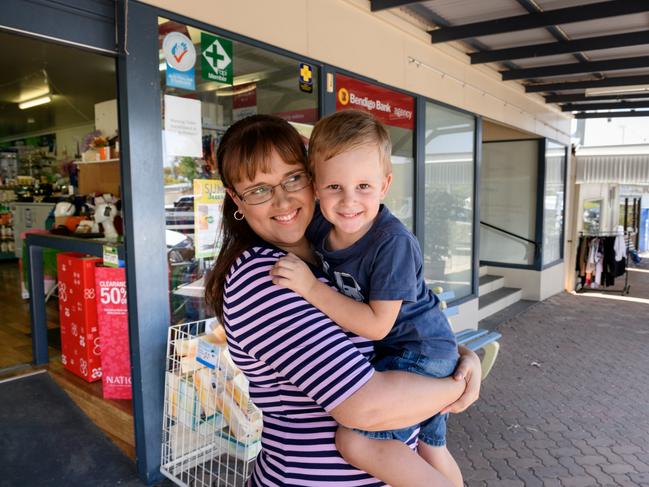 Julie Priebbenow with son Henry, 3, in Taroom. Picture: Paul Beutel