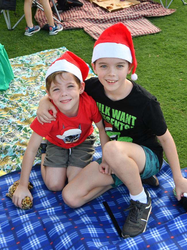 Carols by Candlelight at Riverway 2022. Finn, 6, and Harley Kent, 9. Picture: Evan Morgan