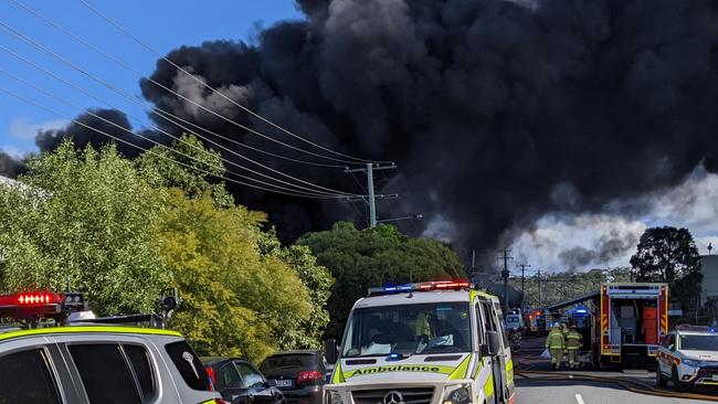 Smoke billows from the Molendinar fire. Picture: Queensland Ambulance Service