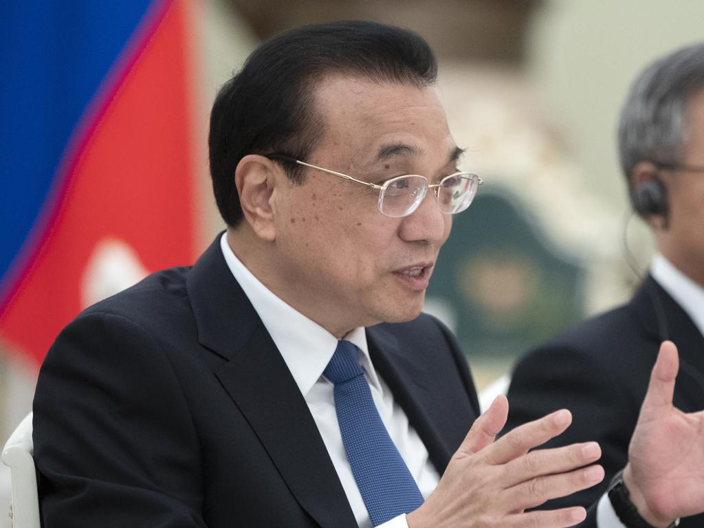 Chinese Premier Li Keqiang admitted the nation will struggle to hit 6 per cent growth. Picture: Pavel Golovkin/AP