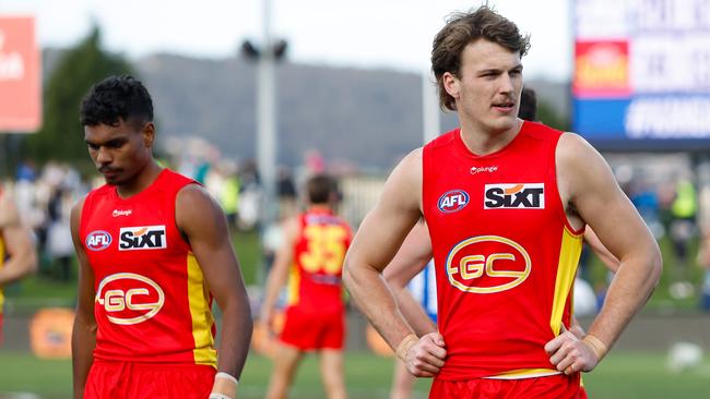 Suns defender Charlie Ballard after the loss. Picture: Dylan Burns/AFL Photos