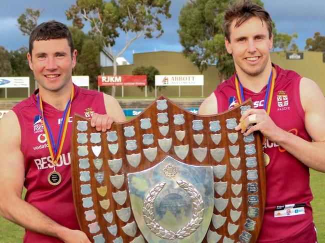 Craig Pitt (right) with Adam Perryman. Picture: Prince Alfred OC Football Club