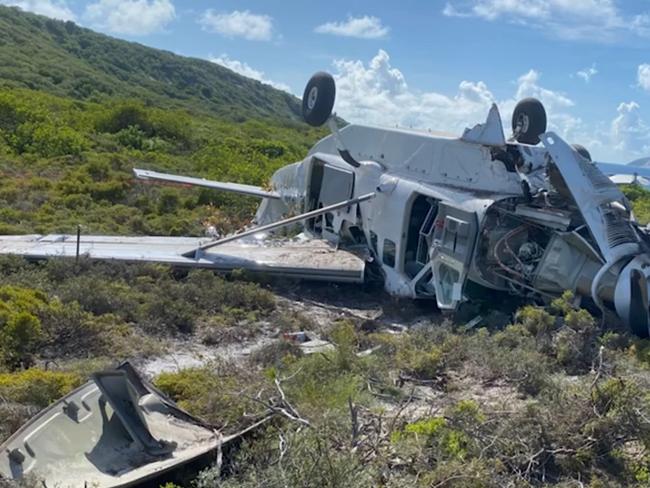 The plane crashed while taking off from the runway on Lizard Island. Picture: Supplied / Channel 7