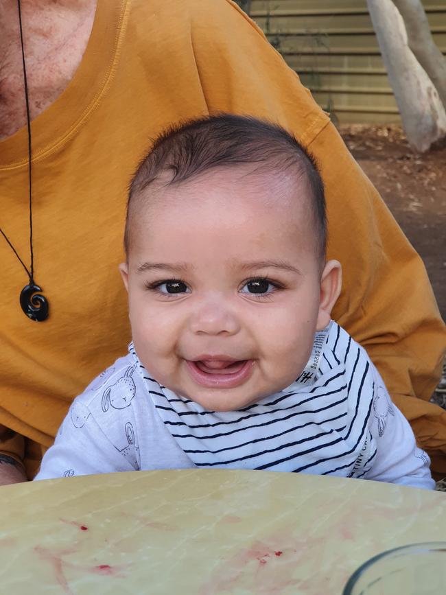 Gussy enjoying a coffee with Aunty Pippi.