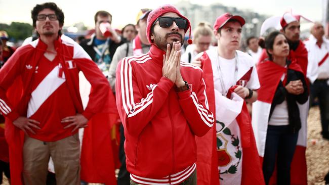 Peru fans watch their country in action during the World Cup. Picture: AFP Photo