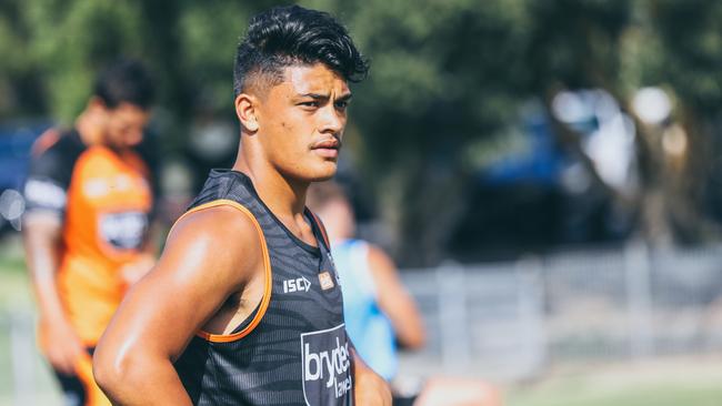 Tommy Talau at Wests Tigers training. Picture: Wests Tigers