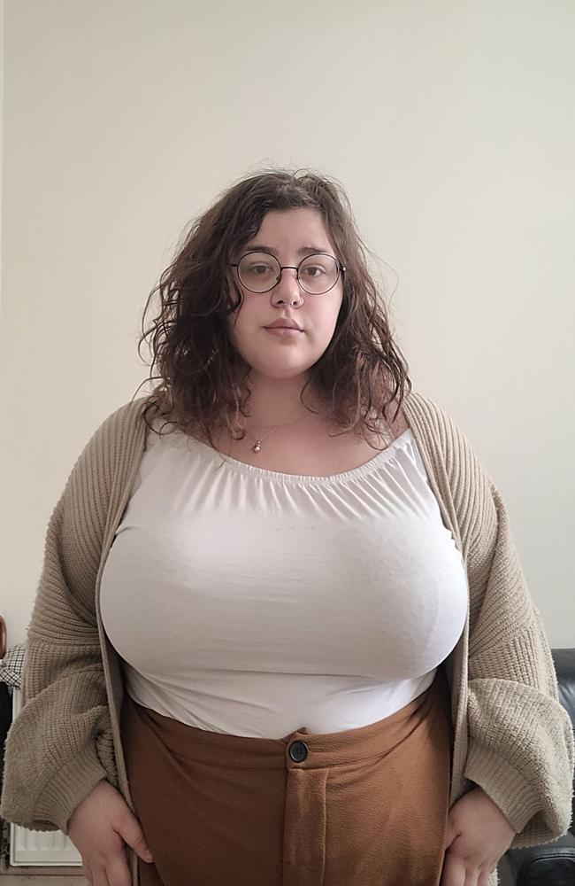 Anji Chalk is fundraising for a reduction of her breasts, after the NHS refused to perform the operation. Picture: Kennedy News