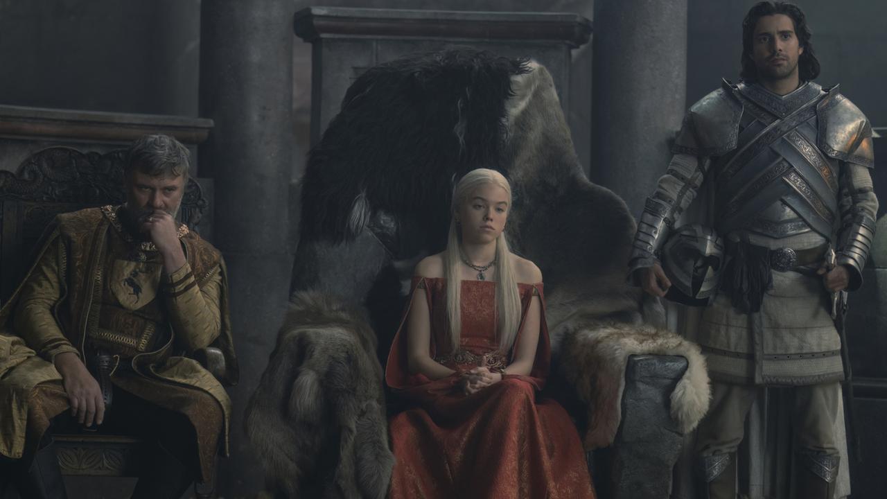 Rhaenyra listens with building impatience as an 80ish-year-old man makes his pitch. Picture: Foxtel/Binge/HBO