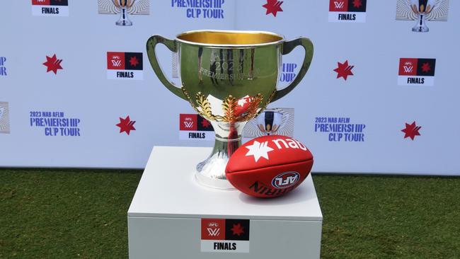 The 2023 NAB AFLW Premiership Trophy during its Cup Tour spent time at NT's TIO Stadium, Darwin. Picture: Darcy Jennings