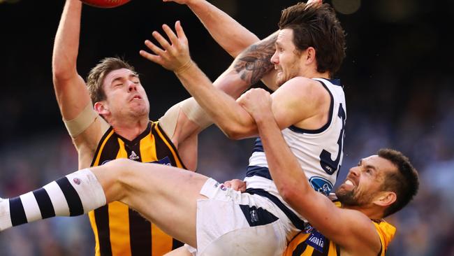 Patrick Dangerfield terrorised the Hawks playing deep in attack. Pic: Michael Klein