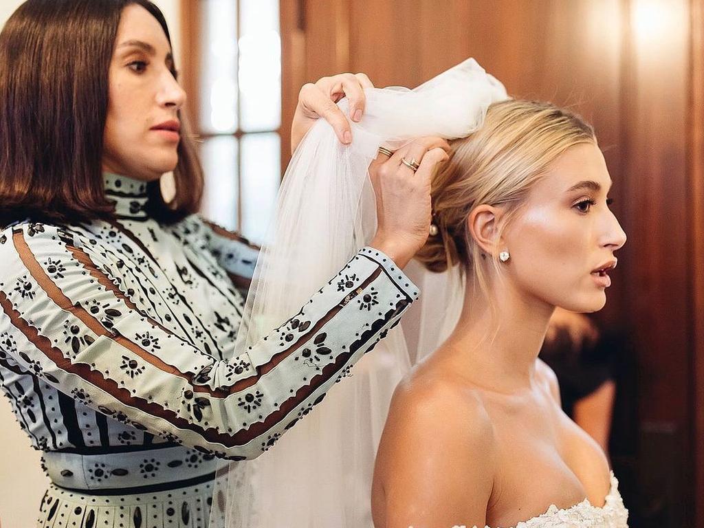 Bie the best ... doing wedding styles with Hailey Bieber. Pic courtesy Jen Atkin.