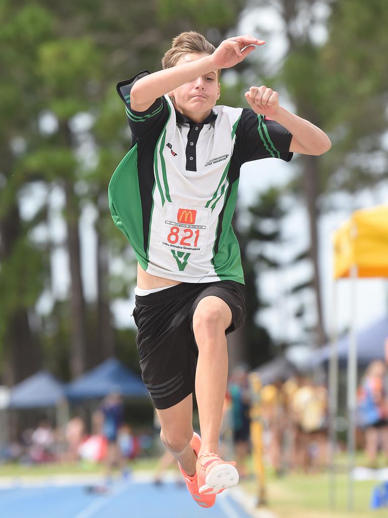 South Coast Little Athletics Titles at Pizzey Park in Miami. Boys U15 triple jump. Zane Eldridge. Picture: Lawrence Pinder