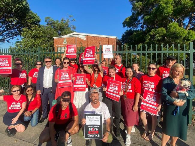 Teachers at Randwick Boys High School held a demonstration on Friday to highlight severe staff shortages. Picture: Supplied