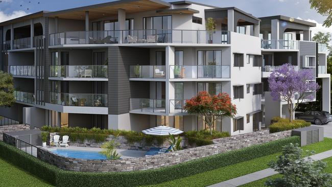 An artist's impression of Bay House on Esplanade in Redland Bay as viewed from the corner of Esplanade and Marine Street. Picture: Carbone Developments Property and Construction