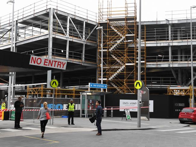 A construction worker was killed at a ProBuild construction site at South Wharf. Picture: Jake Nowakowski