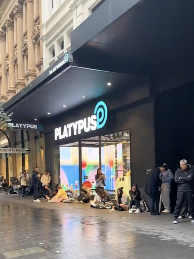 A queue to buy a Labubu toy in Pitt St, Sydney. Picture: TikTok