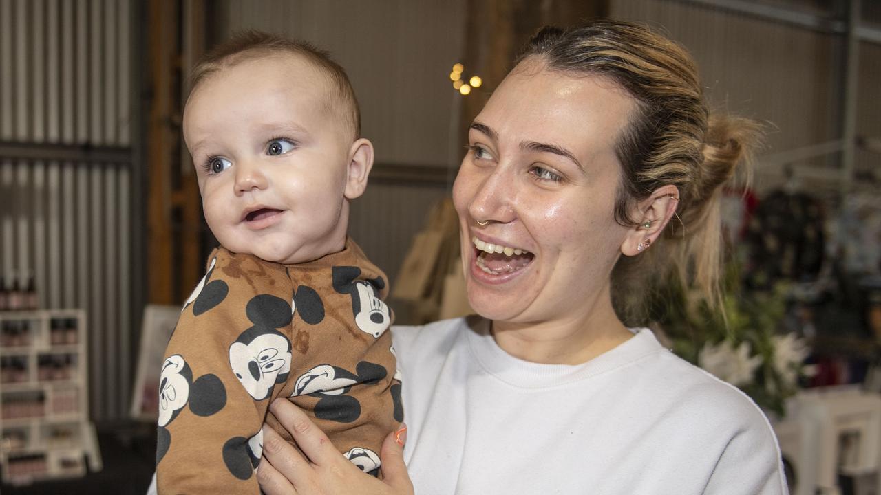 Aisling Thomae with Romin Thomae. Mums &amp; Bubs Expo at the Makers Market Toowoomba. Sunday, May 15, 2022. Picture: Nev Madsen.