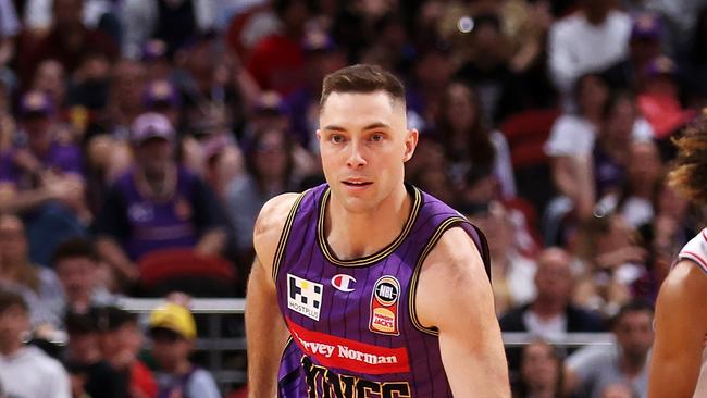 Zac Gattorna of the Kings takes the ball down court during the round two NBL match between Sydney Kings and Adelaide 36ers at Qudos Bank Arena, on October 08. Picture: Mark Kolbe/Getty Image