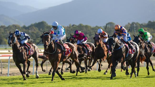 Coffs Cup dayNumber 1, Jake Bayliss on "got unders" leads the field to the post to win race  6 the daniel baker memorial. 01 AUG 2019