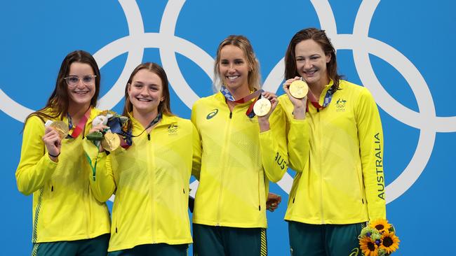 Campbell (far right) had a fantastic Olympic campaign. (Photo by Al Bello/Getty Images)