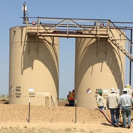 After killing his two children, he dumped their bodies into these two different crude oil tanks. Picture: Supplied