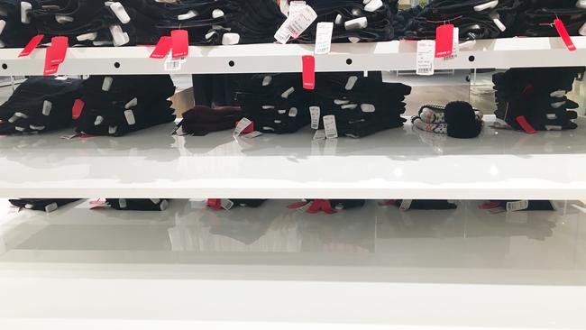 Empty shelves at Forever 21 Pitt St, Sydney