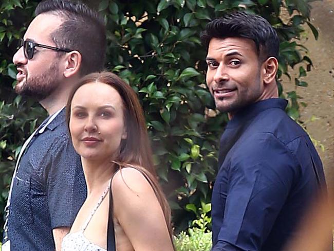 MAFS couple Melissa and Dino seen holding hands at Nine studios. Picture: Matrix