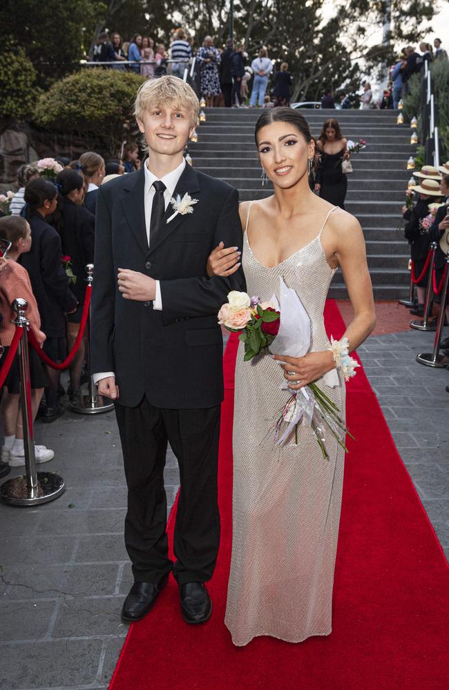 Emmy Douglas and partner Harry Drynan arrive at The Glennie School formal at Picnic Point, Thursday, September 12, 2024. Picture: Kevin Farmer