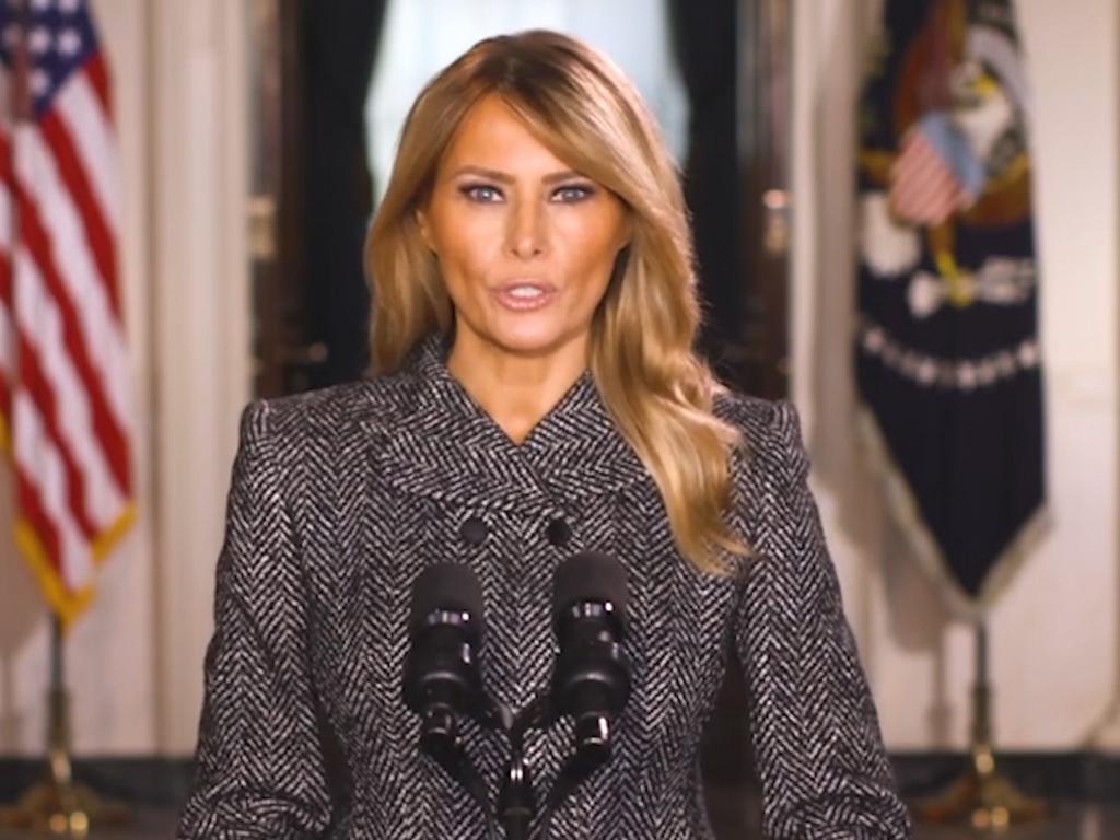 Outgoing US First Lady Melania Trump has decried violence in a farewell message ahead of President-elect Joe Biden’s inauguration day. Picture: Supplied