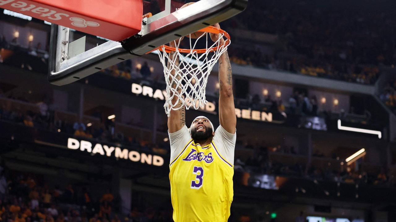 Anthony Davis is having a monster game to give the Lakers a steady second-half lead. Picture: AFP