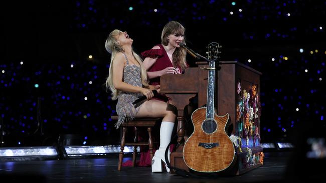 Swift performs with Sabrina Carpenter at Accor Stadium on February 23 in Sydney.