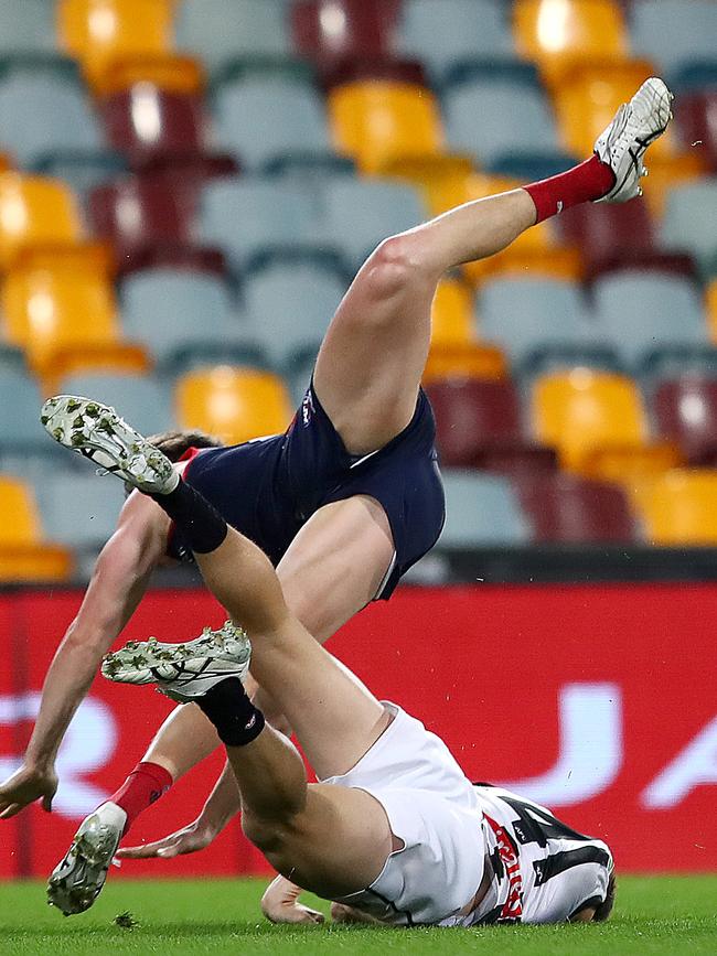 Mihocek’s head also hit the ground very hard after his collision.