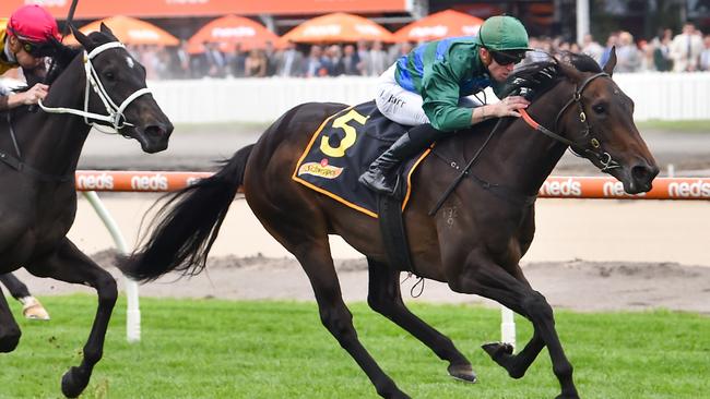 Renaissance Woman (NZ) ridden by Joshua Parr wins the Schweppes Ethereal Stakes at Caulfield Racecourse on October 15, 2022 in Caulfield, Australia. (Photo by Reg Ryan/Racing Photos via Getty Images)
