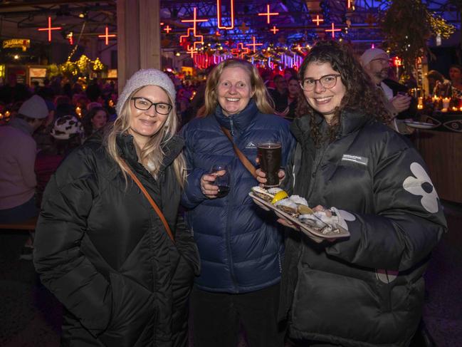 Wren Moore, Bel Rose and Emily Simpson at Winter Feast 2025 in Hobart. Picture: Caroline Tan