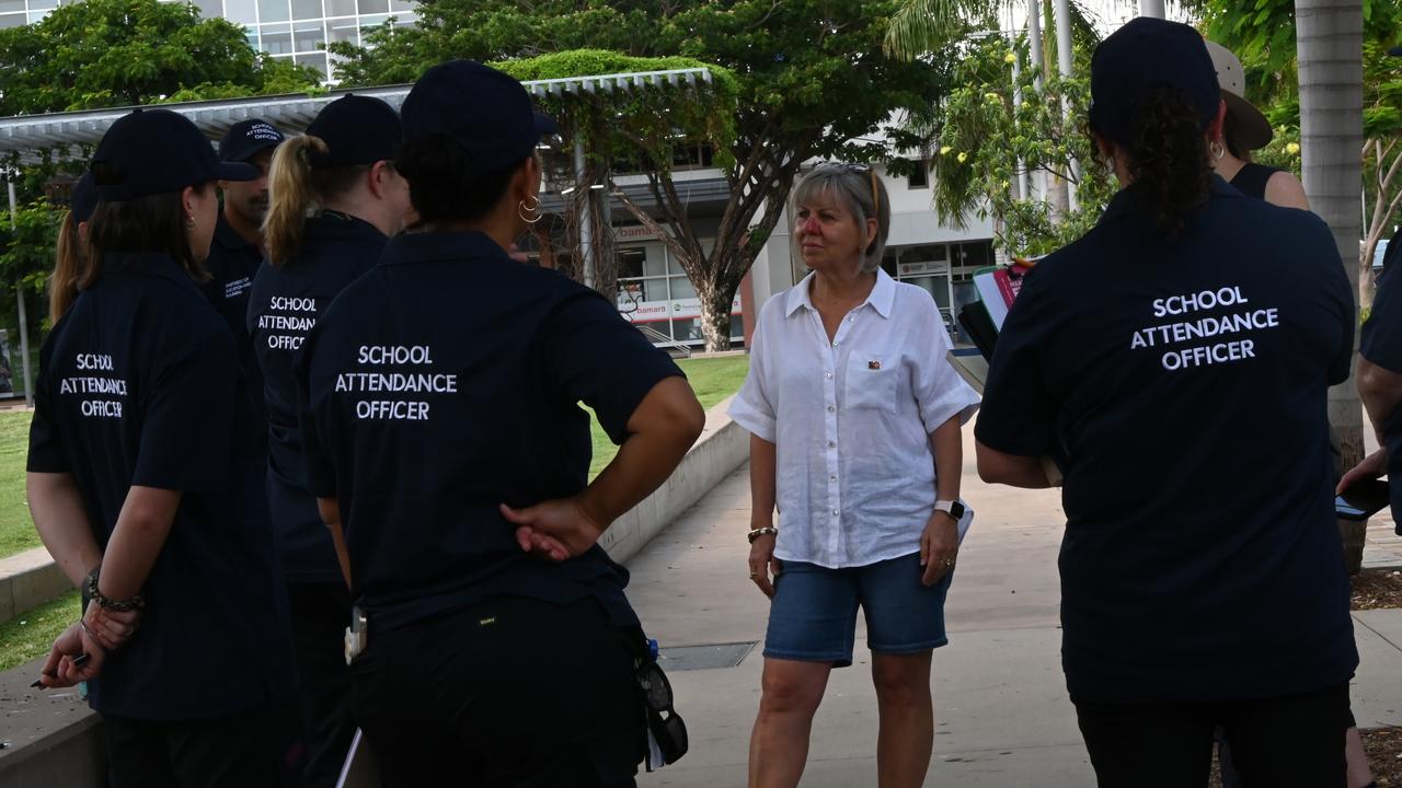 Education Minister Jo Hersey meets with School Attendance Officers who have commenced patrolling Northern Territory schools, with powers to fine parents whose kids skip school. Picture: Supplied.