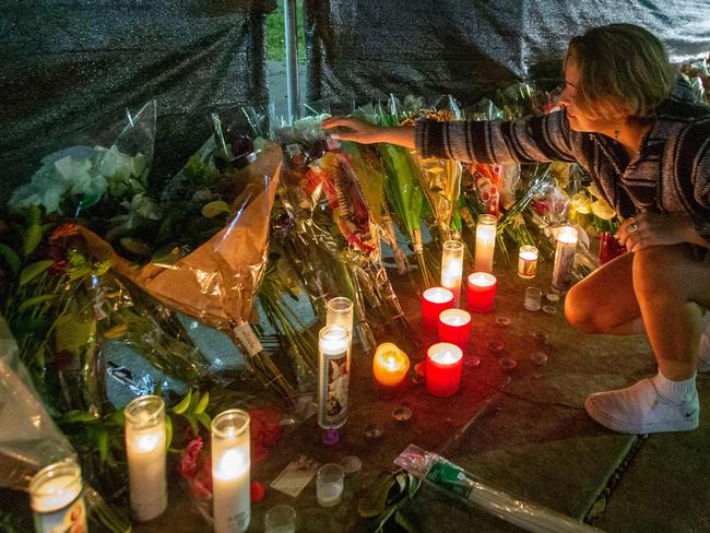 A memorial at the site where eight people died. Picture: AFP