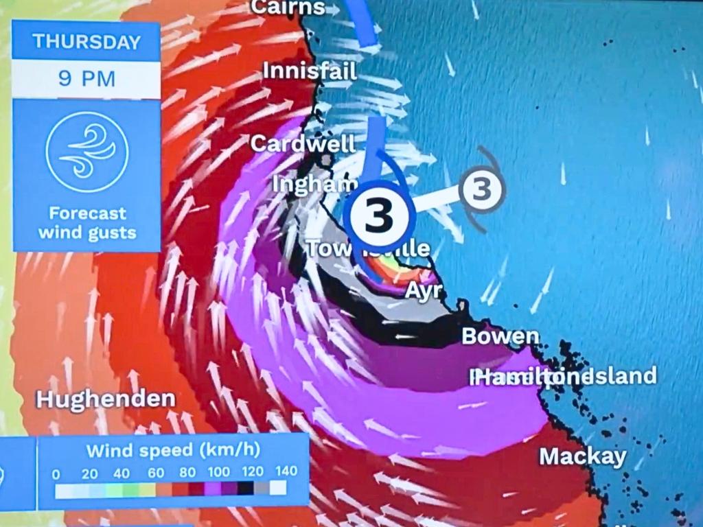 Winds are expected to reach 140km/h. Picture: BOM.