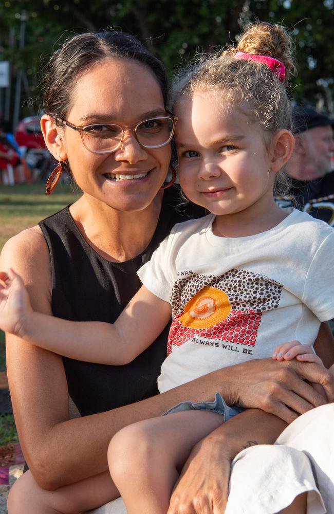 Jacqueline Sutton and Marisa Cairns at the Northern Land Council 50 Year Anniversary Concert in State Square, Parliament House, Darwin. Picture: Pema Tamang Pakhrin