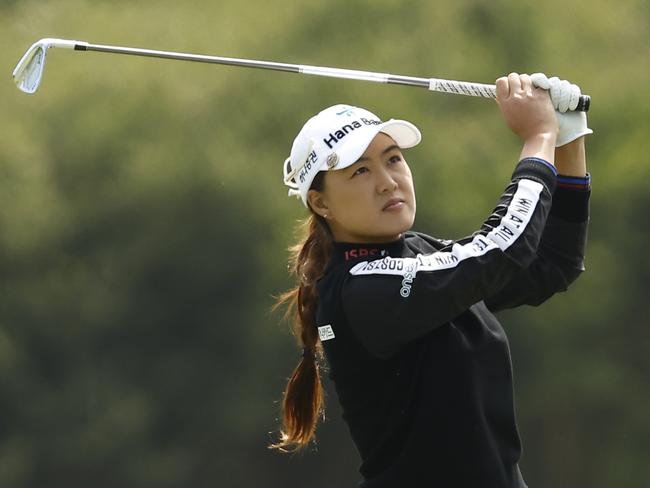 MELBOURNE, AUSTRALIA - DECEMBER 02: Minjee Lee plays her second shot on the 5th hole during Day 2 of the 2022 ISPS HANDA Australian Open at Kingston Heath December 02, 2022 in Melbourne, Australia. (Photo by Darrian Traynor/Getty Images)